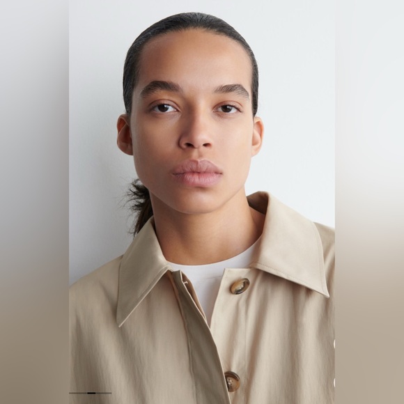 COS CROPPED TRENCH COAT CAPE Light Tan Cape Jacket - Picture 6 of 12